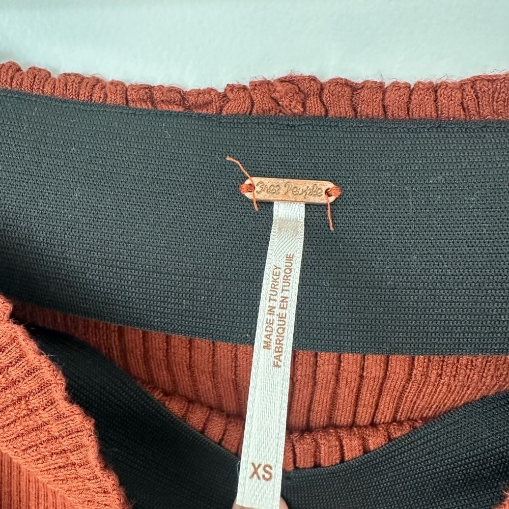 Free People Rust Ribbed Knit Flare Pants - Picture 3 of 4